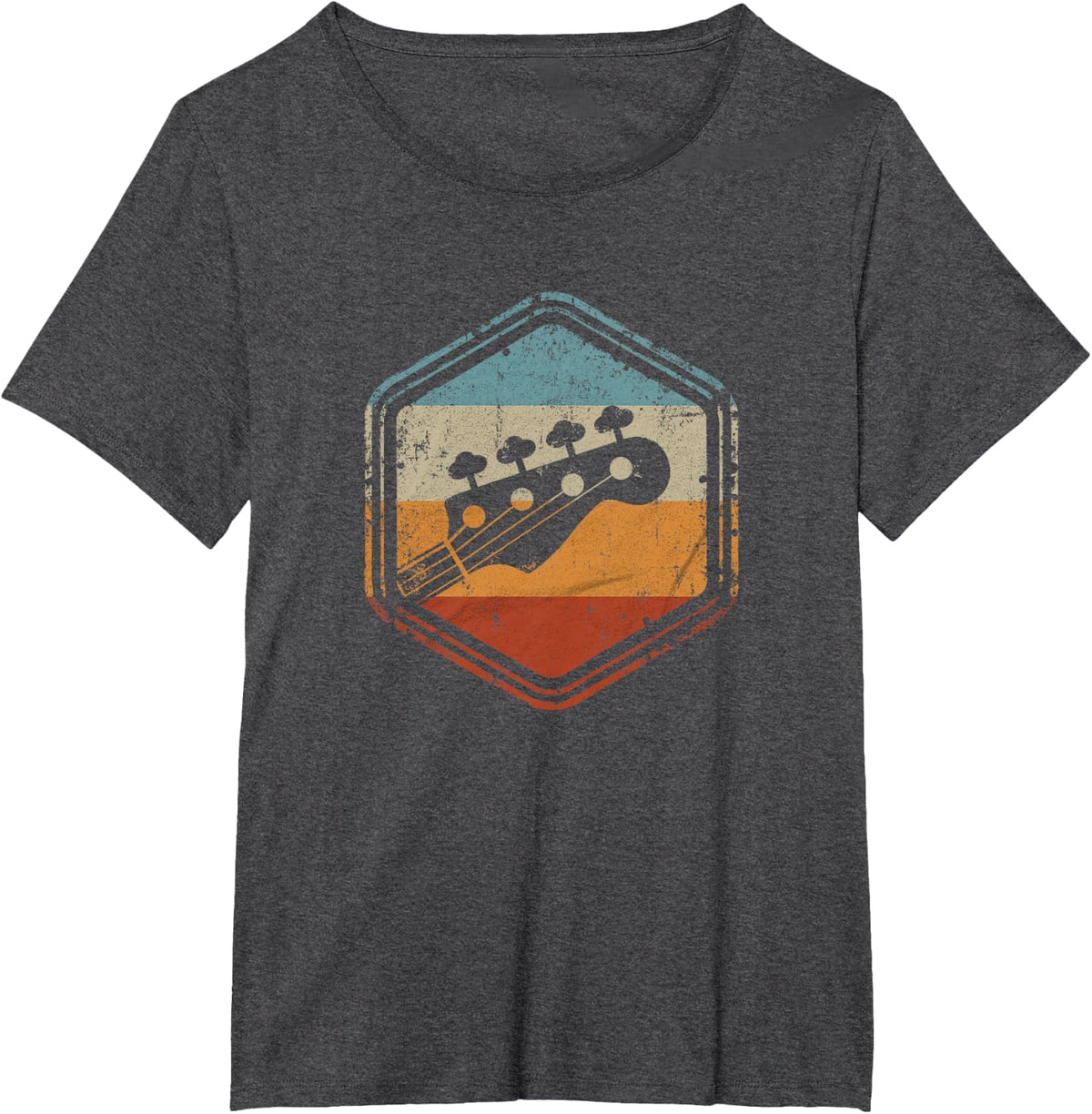 Bass Guitar Vintage Headstock for Bass Player Bassist T-Shirt - Dark Heather Grey