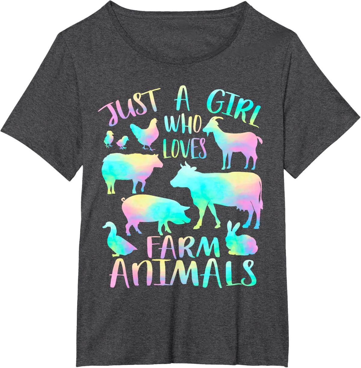 Just a Girl Who Loves Farm Animals - Cows Pigs Goats Lover T-Shirt - Dark Heather Grey