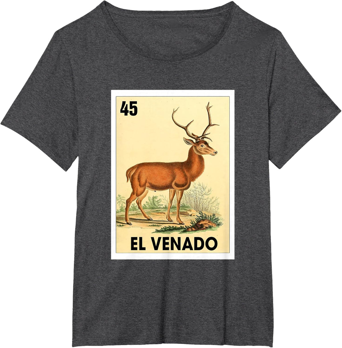 El Venado The Deer Mexican Bingo Card Deer Lovers Spanish T-Shirt - Dark Heather Grey