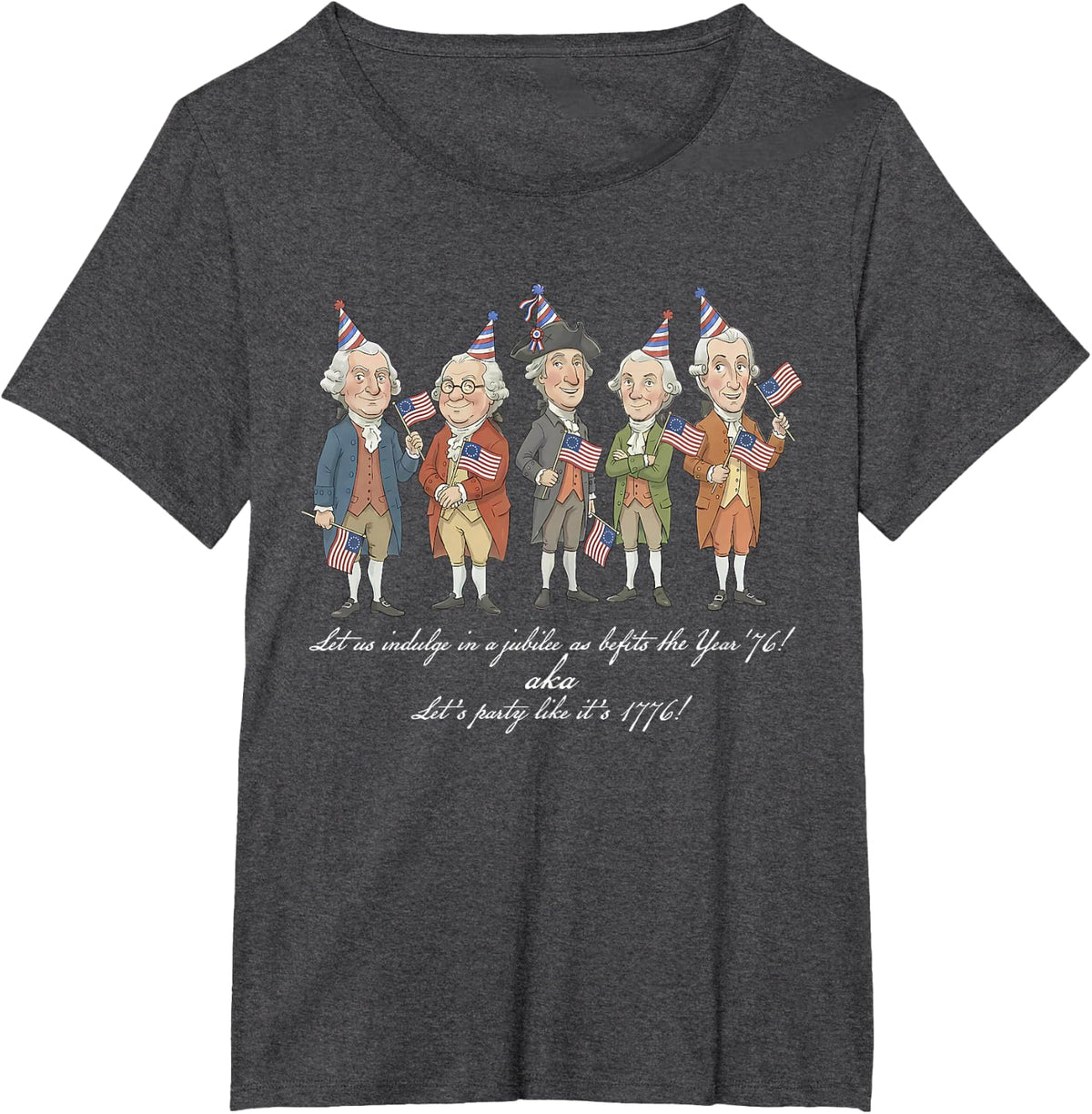Funny History Teacher Shirts Founding Fathers Fan Club 1776 2026 Tees T-Shirts - Dark Heather Grey