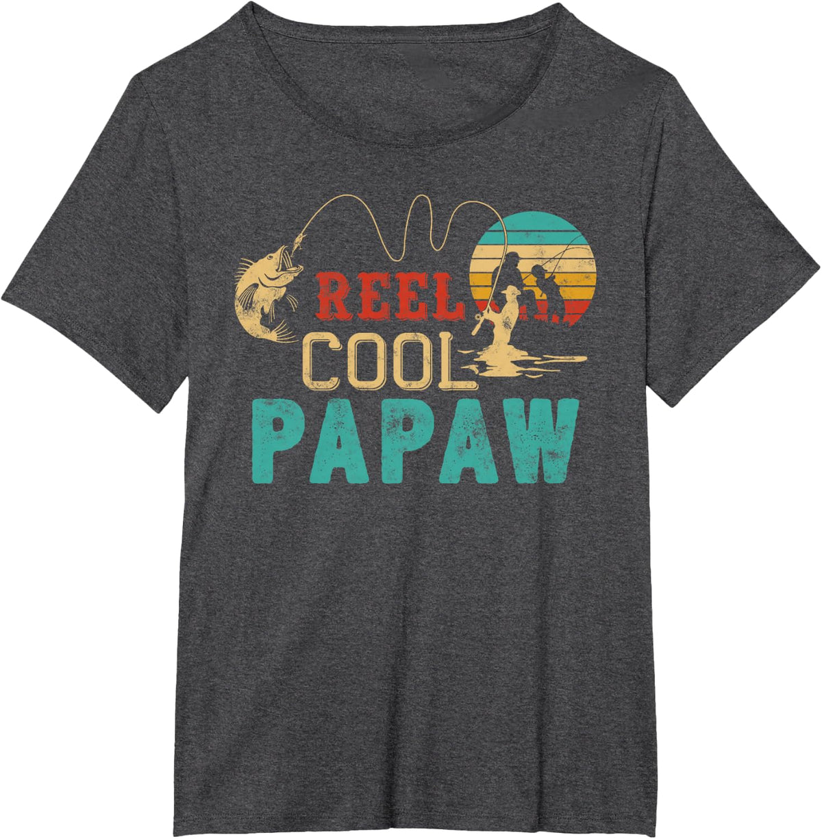 Fishing Reel Cool Papaw Fisherman Papaw T-Shirt - Dark Heather Grey
