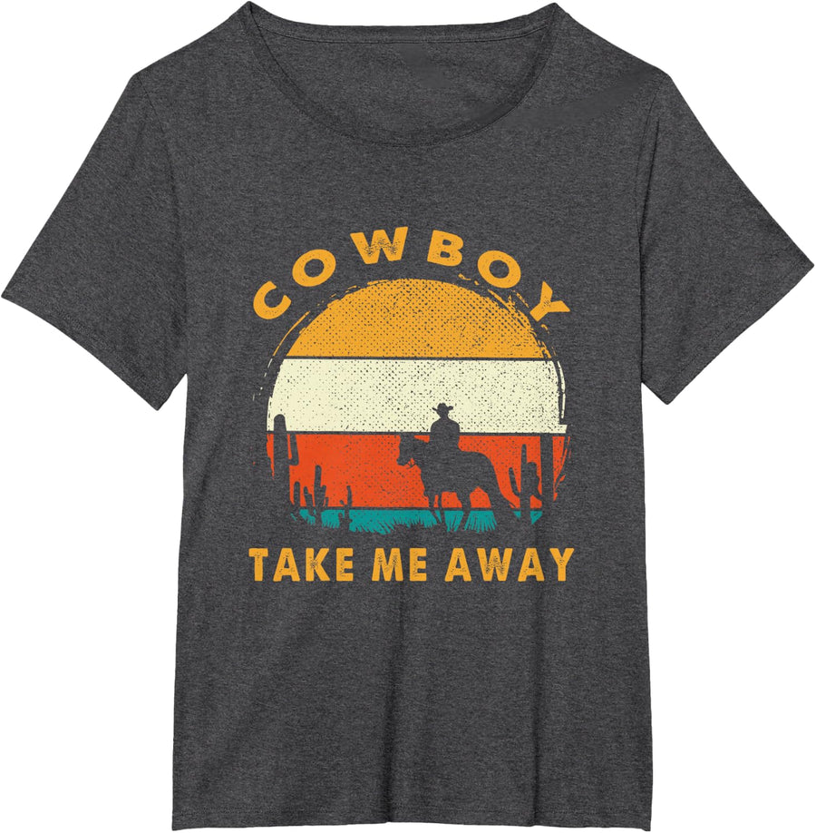 Womens Cowboy Take Me Away - Women's Vintage Country Music T-Shirt - Dark Heather Grey