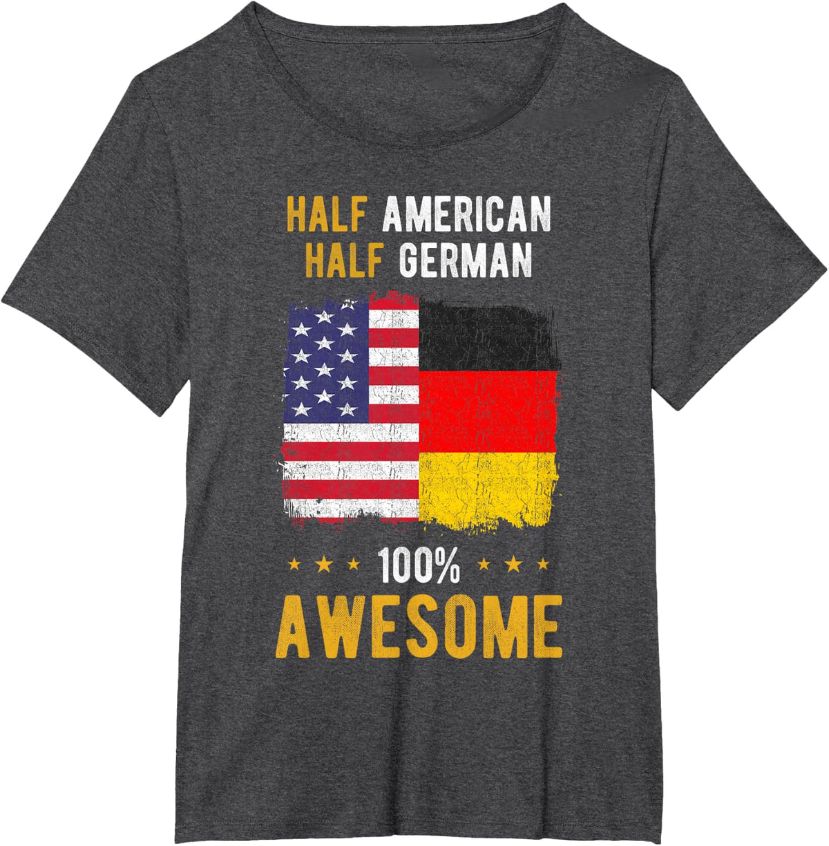 American German Flag - Half American Half German T-Shirt - Dark Heather Grey