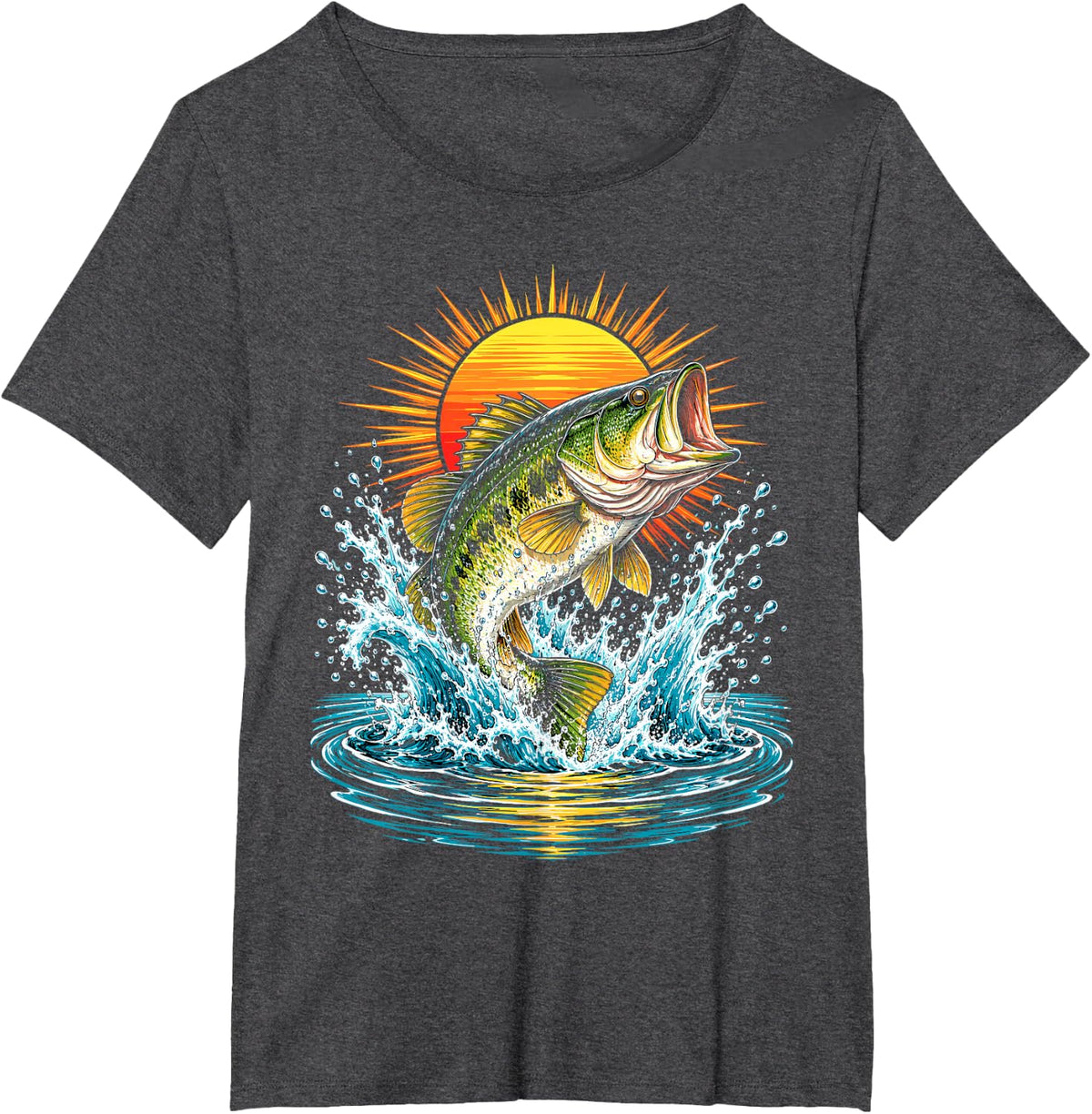 Sunrise Bass Fishing Bass Anglers T-Shirt - Dark Heather Grey