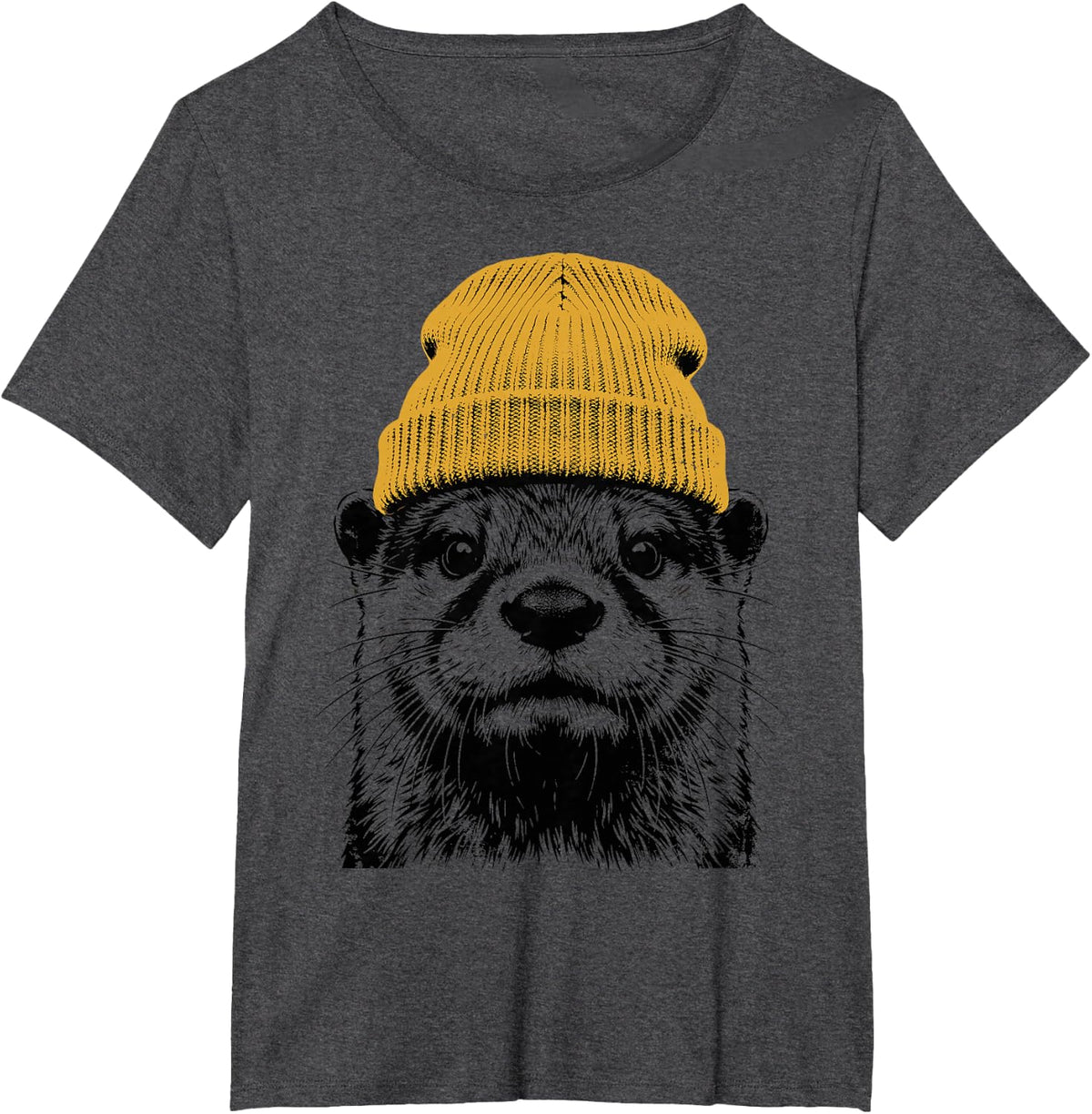 Cute Otter Hat Animal Lover Wildlife Funny Otter Meme Tee T-Shirt - Dark Heather Grey
