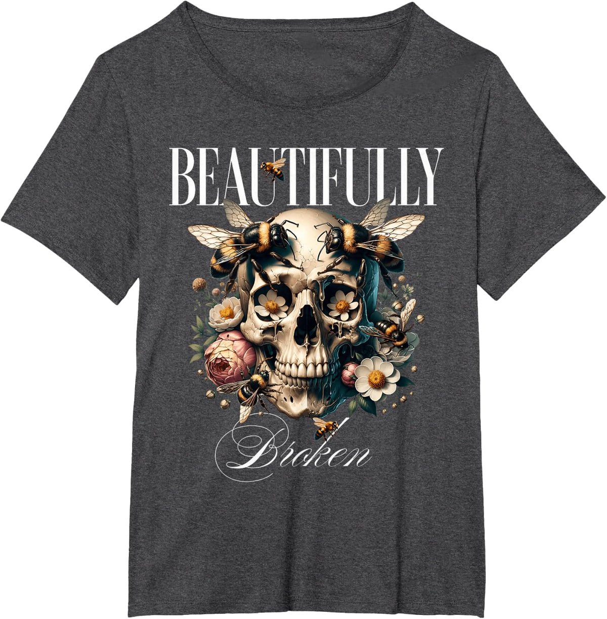 Beautifully Broken Tshirt for Men Women Vintage Retro T-Shirt - Dark Heather Grey