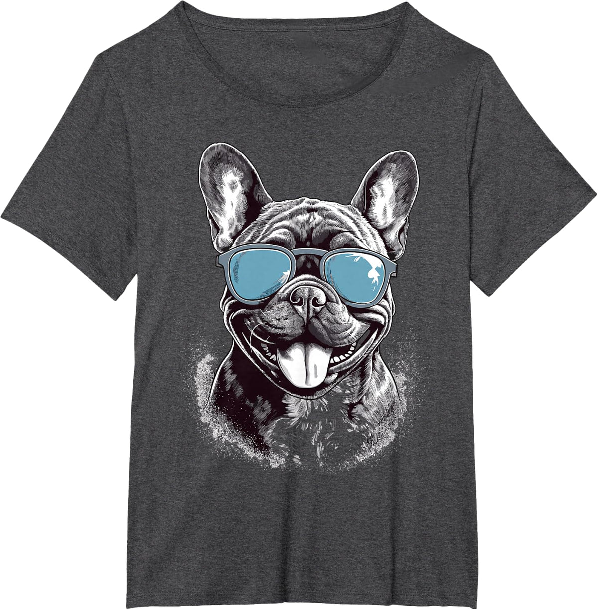French Bulldog With Sunglasses T-Shirt - Dark Heather Grey