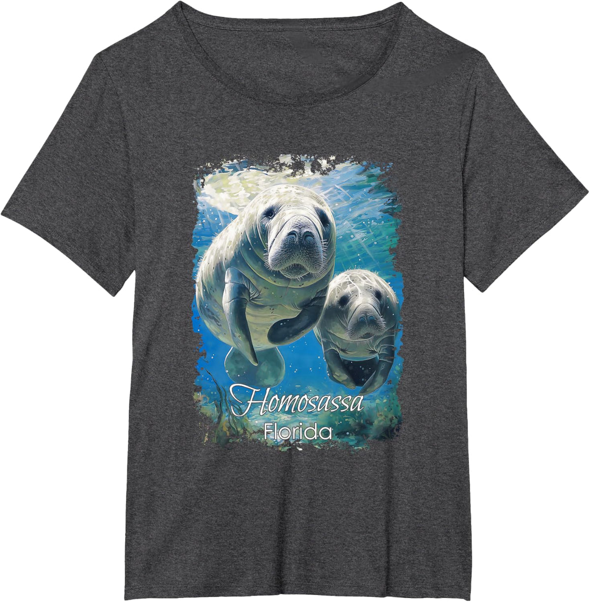 Homosassa Florida Love The Manatees T-Shirt - Dark Heather Grey