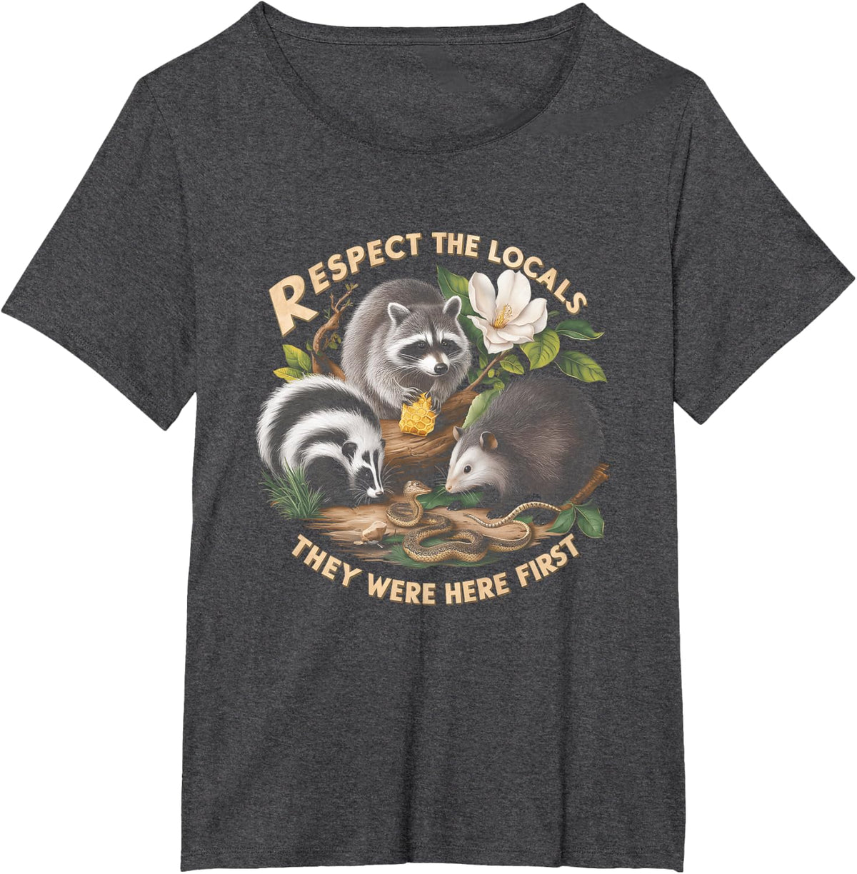 Raccoon Bees Honey T-Shirt - Dark Heather Grey