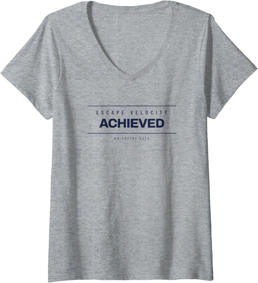 Women's Space Escape Velocity Achieved Telescope Astronomy Lover V-Neck T-Shirt - Heather Grey
