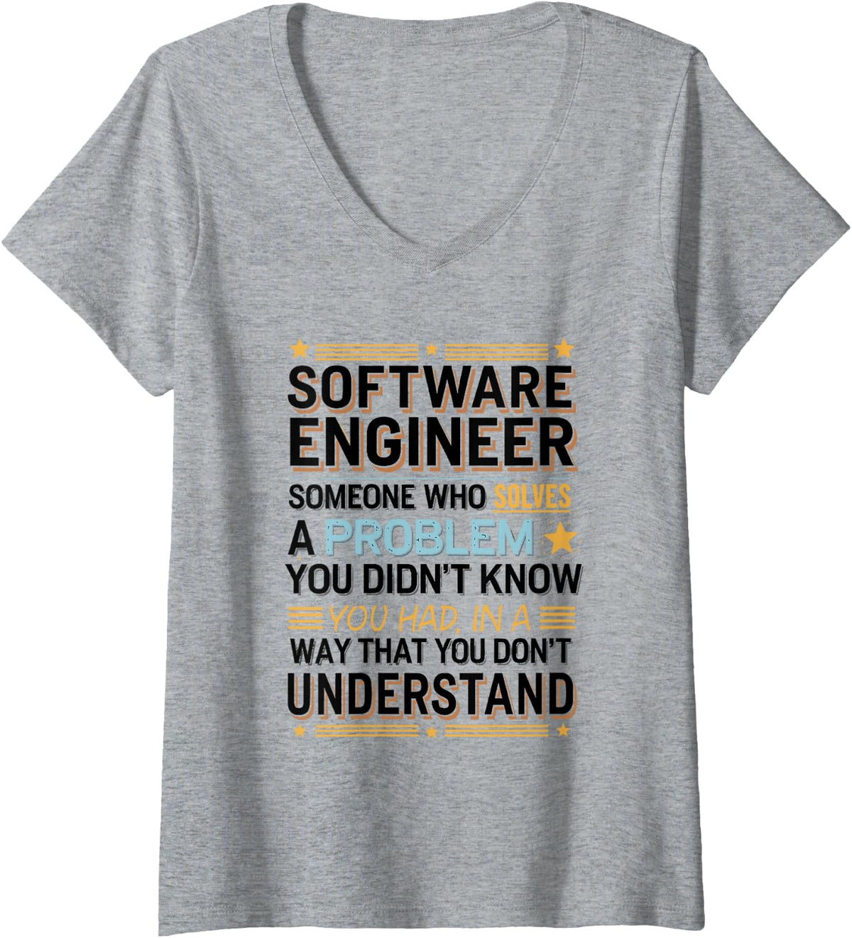 Women's Software Engineer Definition Coder Gift V-Neck T-Shirt - Heather Grey