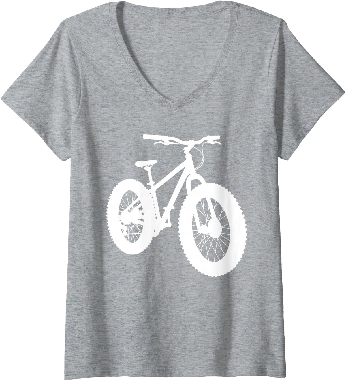 Women's Best Fat Tire Bike Art for Men Women Fatbike Fat Bike Lover V-Neck T-Shirt - Heather Grey