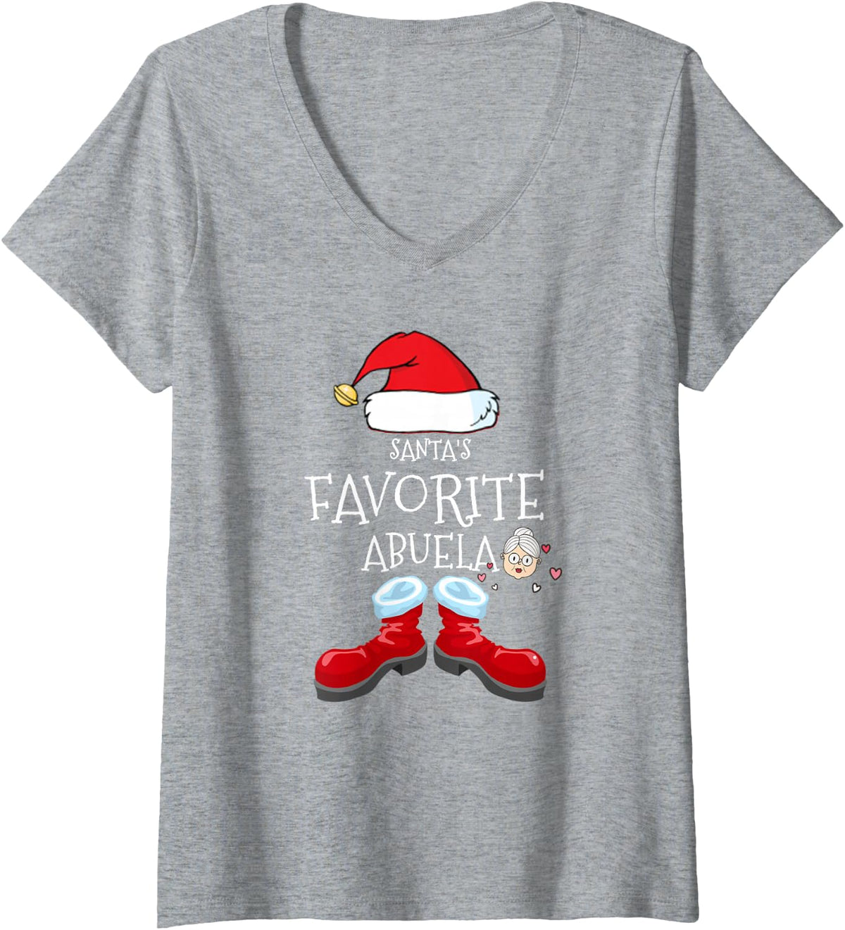 Women's Santa's Favorite Abuela V-Neck T-Shirt - Heather Grey