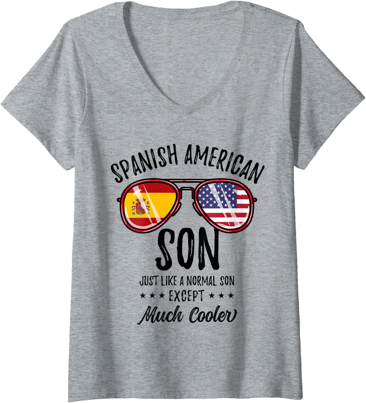 Women's Spanish American Son Spanish Heritage V-Neck T-Shirt - Heather Grey