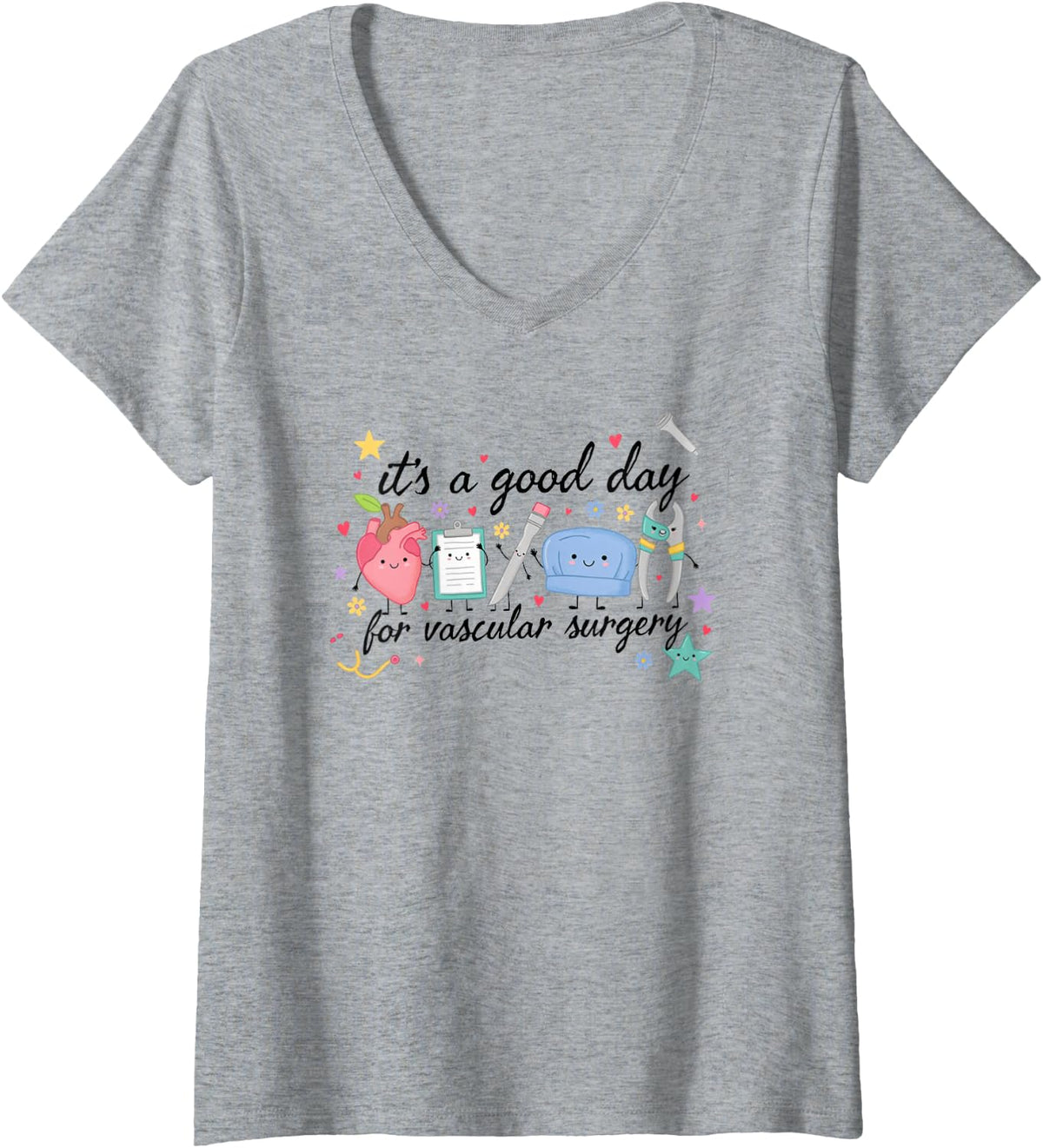 Women's Vascular Surgery Vascular Surgeon Operating Specialist V-Neck T-Shirt - Heather Grey