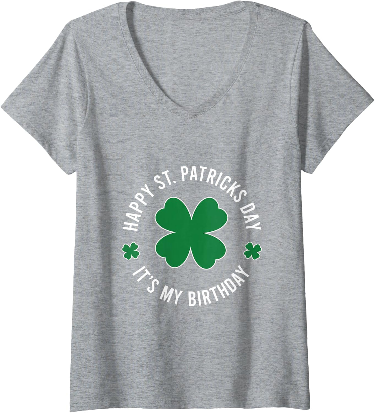 Women's Happy St Patricks Birthday Decorations 17 March 17th 2022 V-Neck T-Shirt - Heather Grey