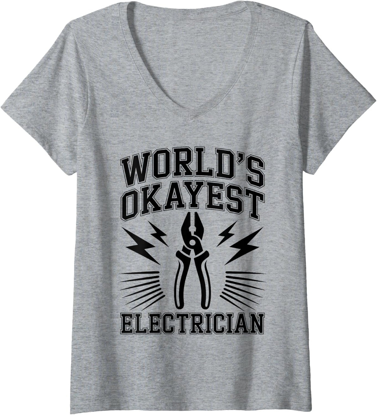 Women's World's Okayest Electrician V-Neck T-Shirt - Heather Grey
