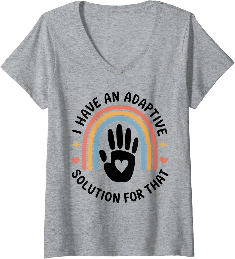 Women's I Have an Adaptive Solution for that Occupational Therapy OT V-Neck T-Shirt - Heather Grey