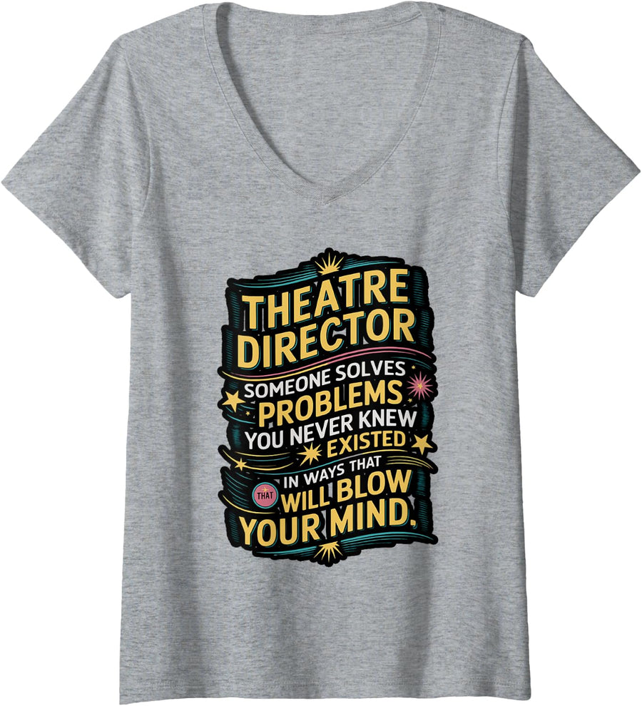 Women's Theater Director Definition Broadway Acting Musical Theatre V-Neck T-Shirt - Heather Grey