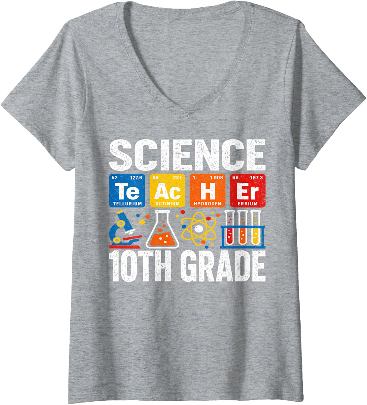 Women's Funny Chemistry Biology 10th Grade Science Teacher V-Neck T-Shirt - Heather Grey
