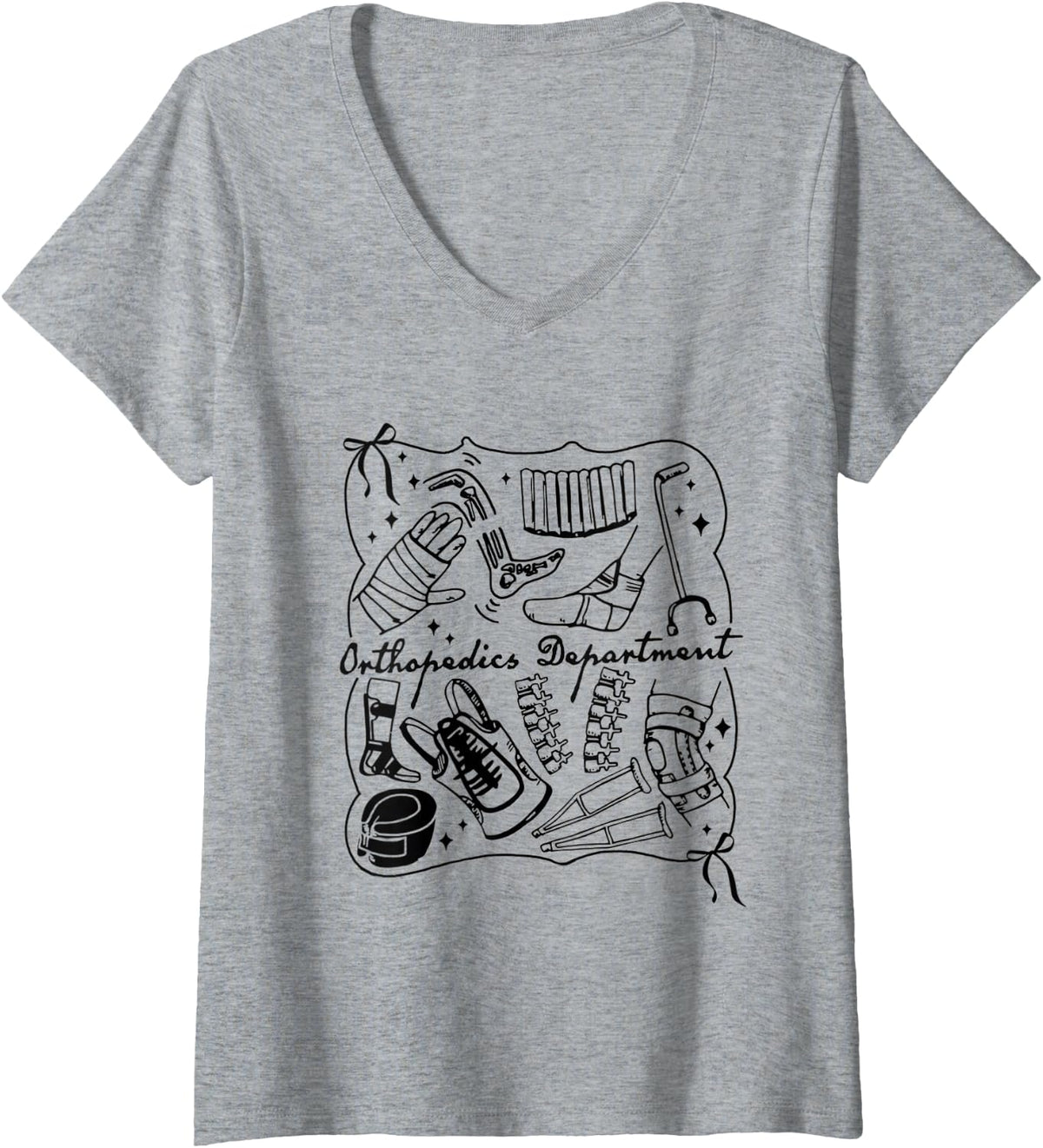 Women's Women Orthopedics Department Orthopedics Surgeon Ortho Squad V-Neck T-Shirt - Heather Grey