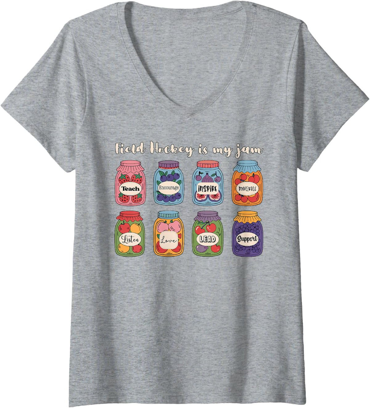 Women's Field Hockey is My jam Field Hockey Coach V-Neck T-Shirt - Heather Grey