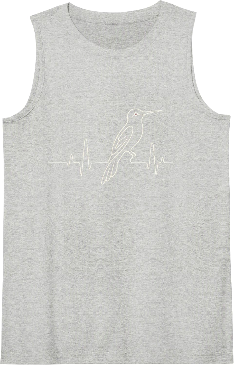 Bird Watching Hummingbird Heartbeat Line Art Tank Top - Heather Grey