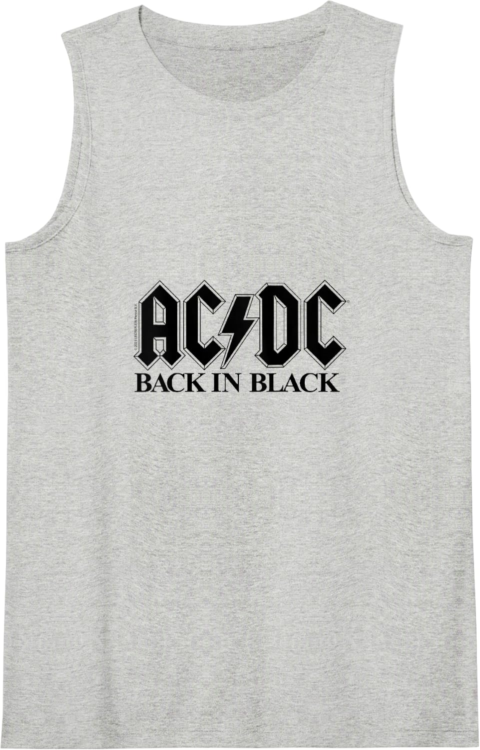 Official AC/DC Back In Black Logo Rock Band Music Vintage Tank Top - Heather Grey