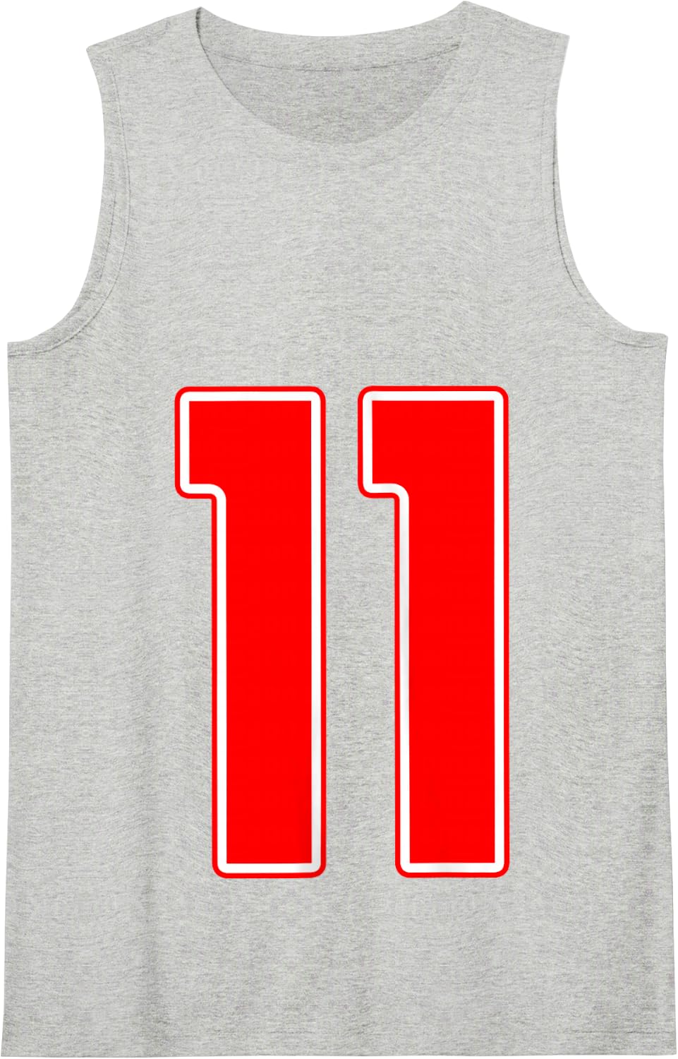 Red Sports Team Number #11 Tank Top - Heather Grey
