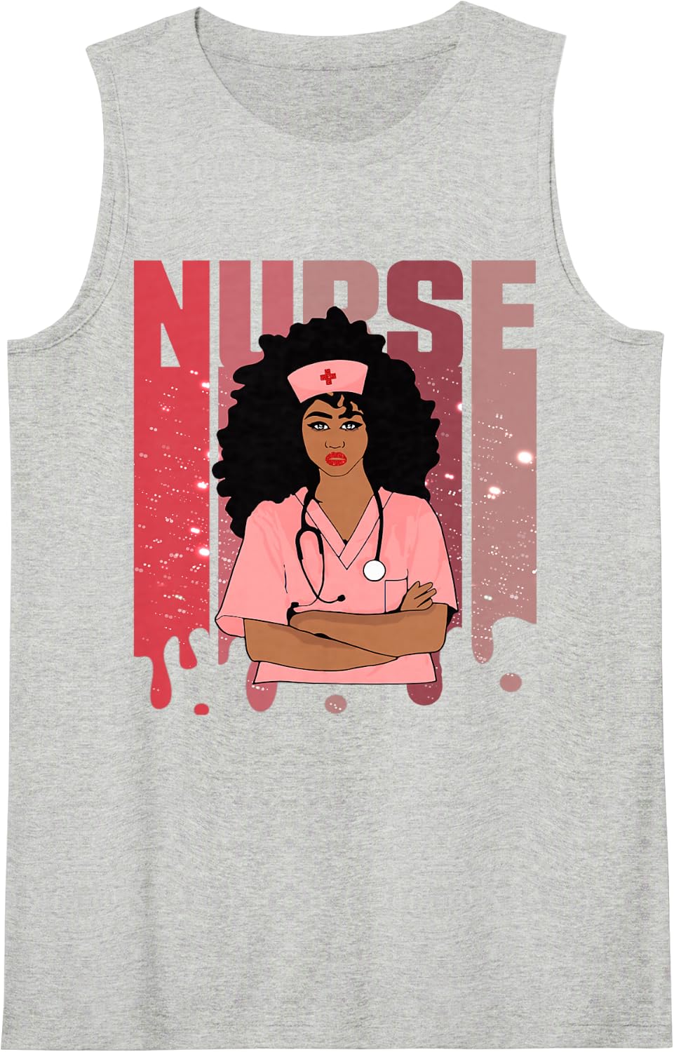 Black Nurse Women Afro Magic Nurse Melanin Nursing Graduate Sleeveless Tank Top - Heather Grey