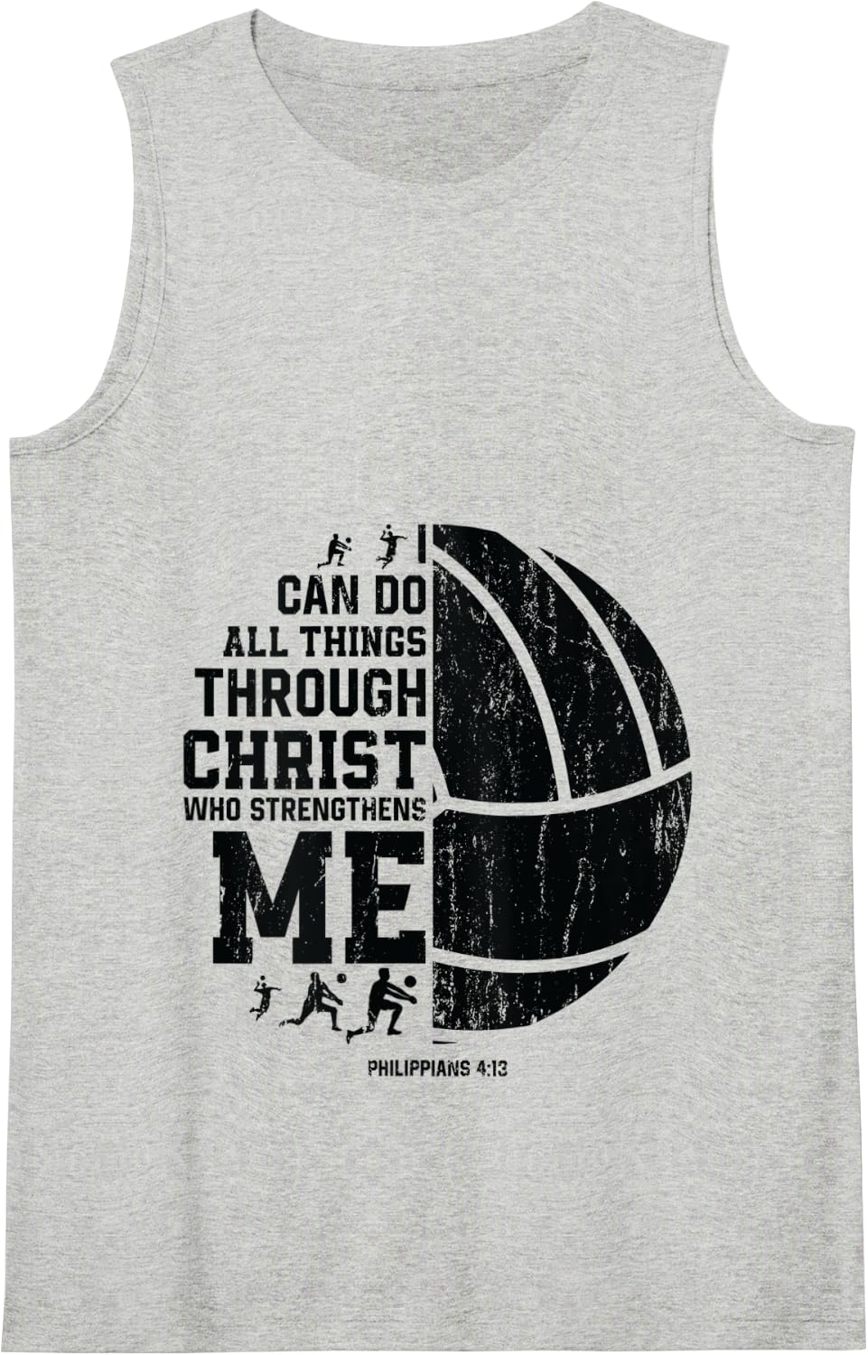 Christ Strengthens Me - Religious Christian Volleyball Tank Top - Heather Grey