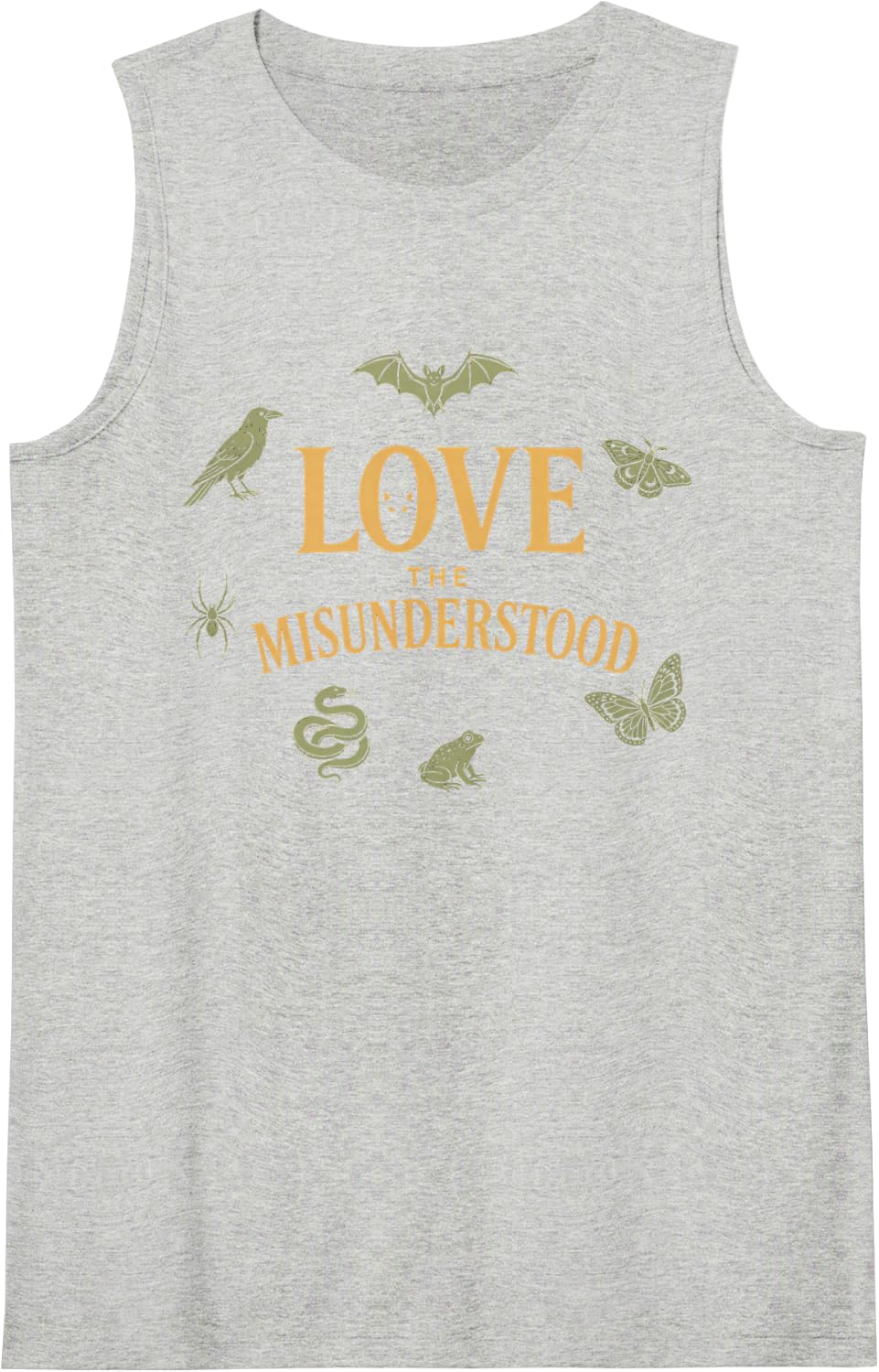 Love The Misunderstood Bat Raven Cat Snake Spider Moth Frog Tank Top - Heather Grey