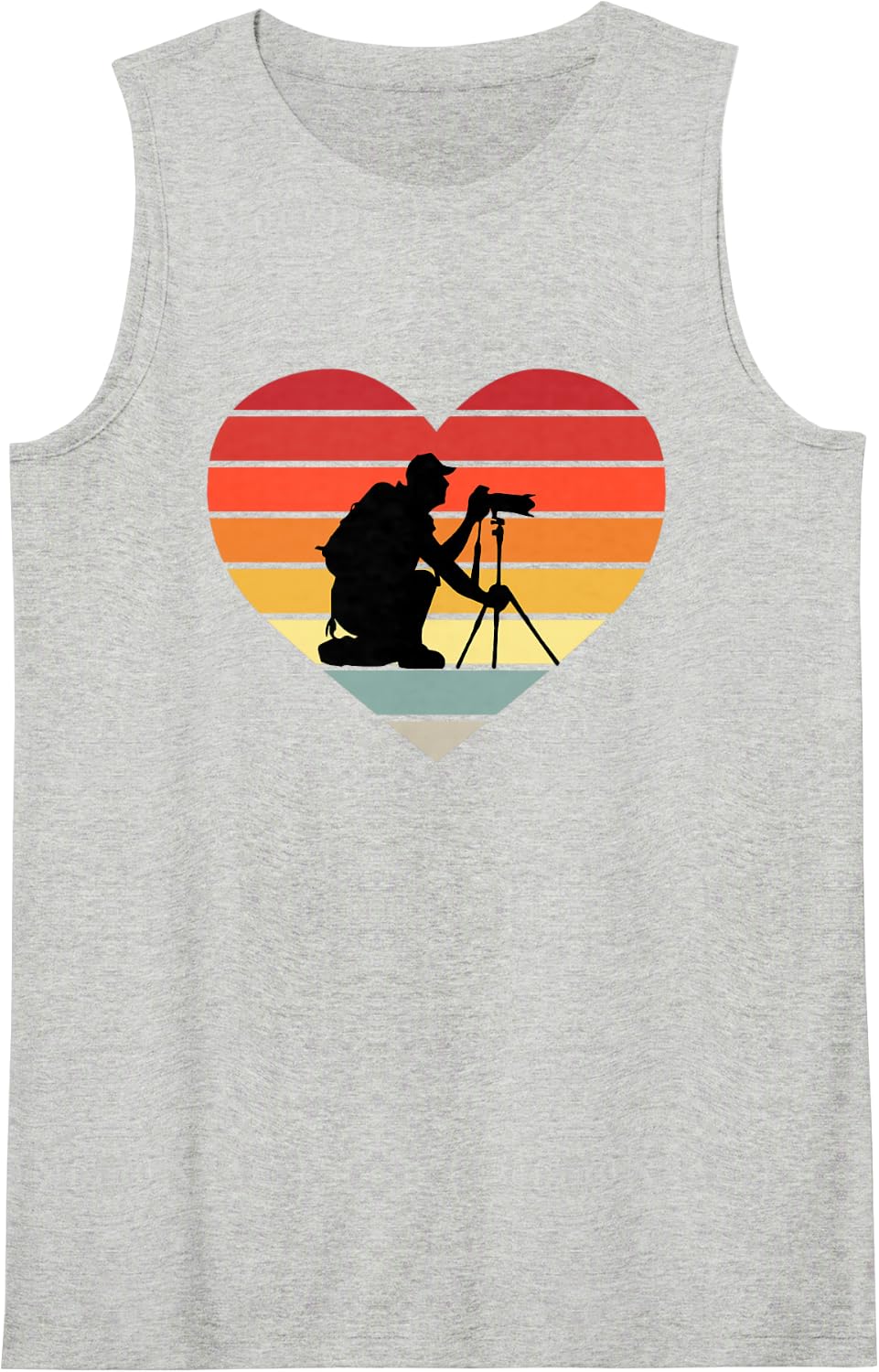 Photograph Camera Vintage Heart I Love Photography Sleeveless Tank Top - Heather Grey