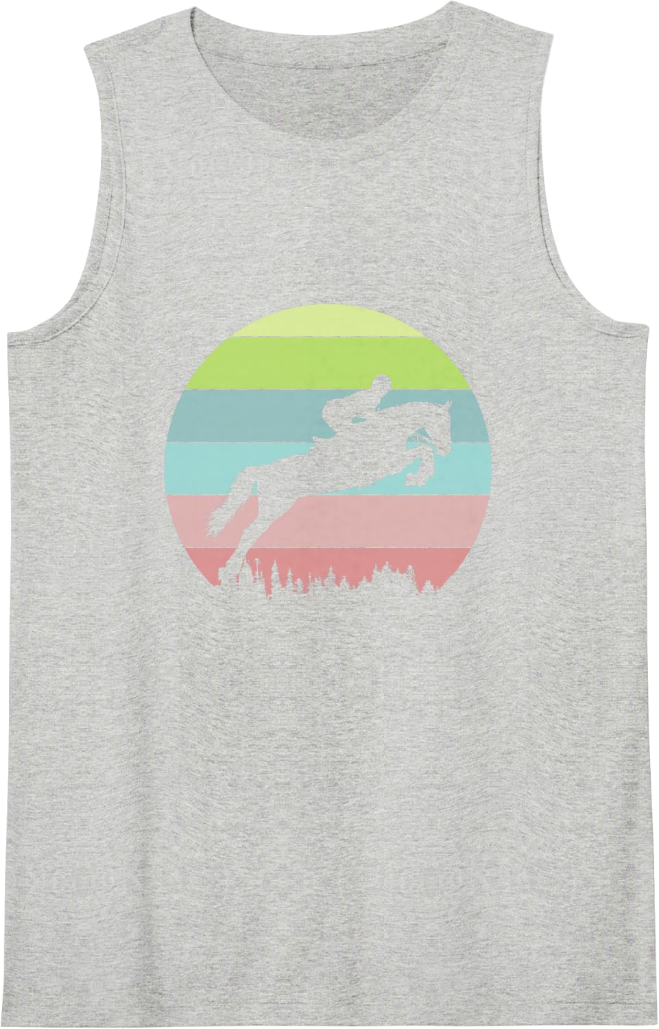 Equestrian Sports in Retro Style Sleeveless Tank Top - Heather Grey