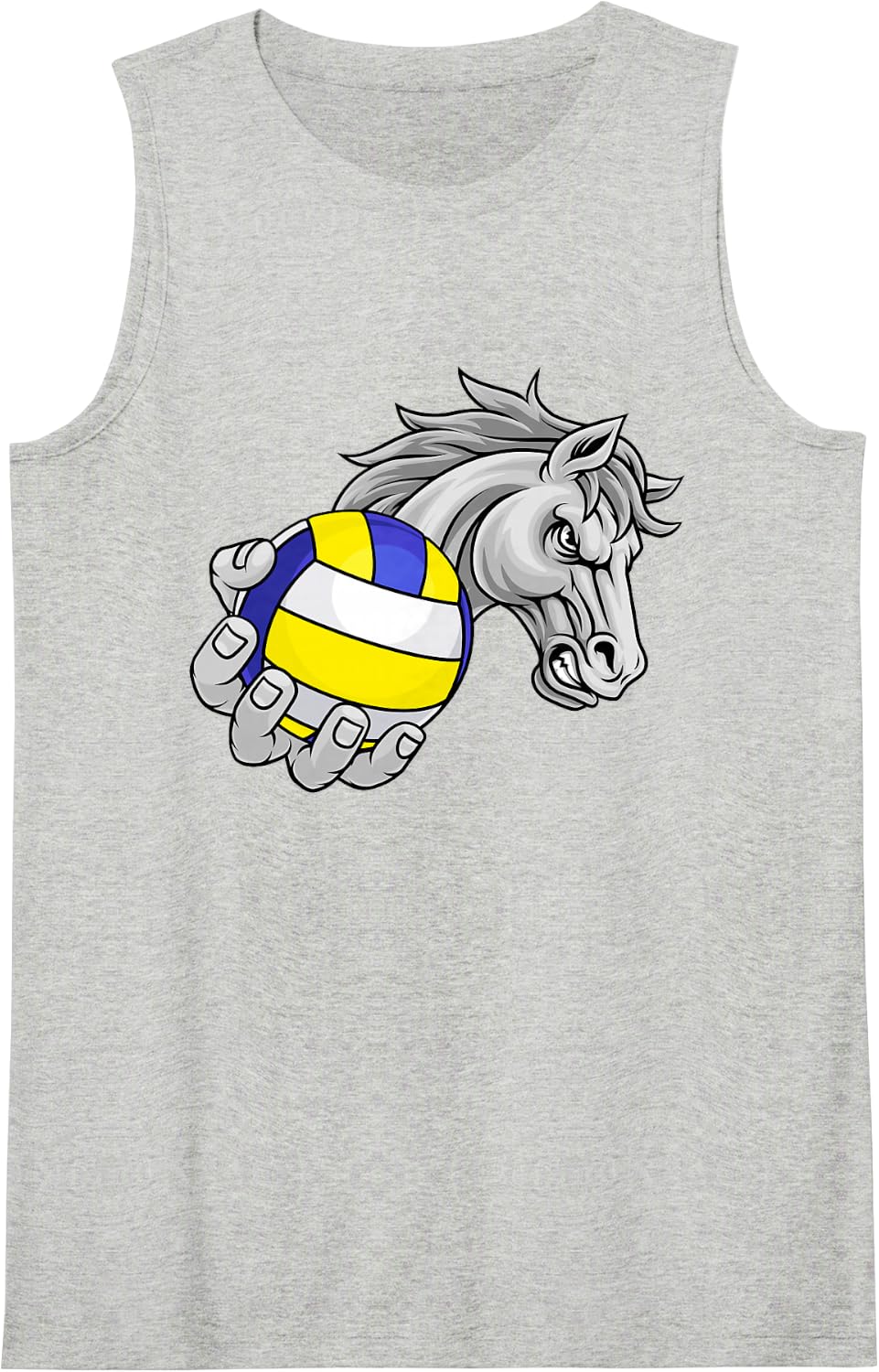 Horse Volleyball Ball Cartoon Character Sleeveless Tank Top - Heather Grey