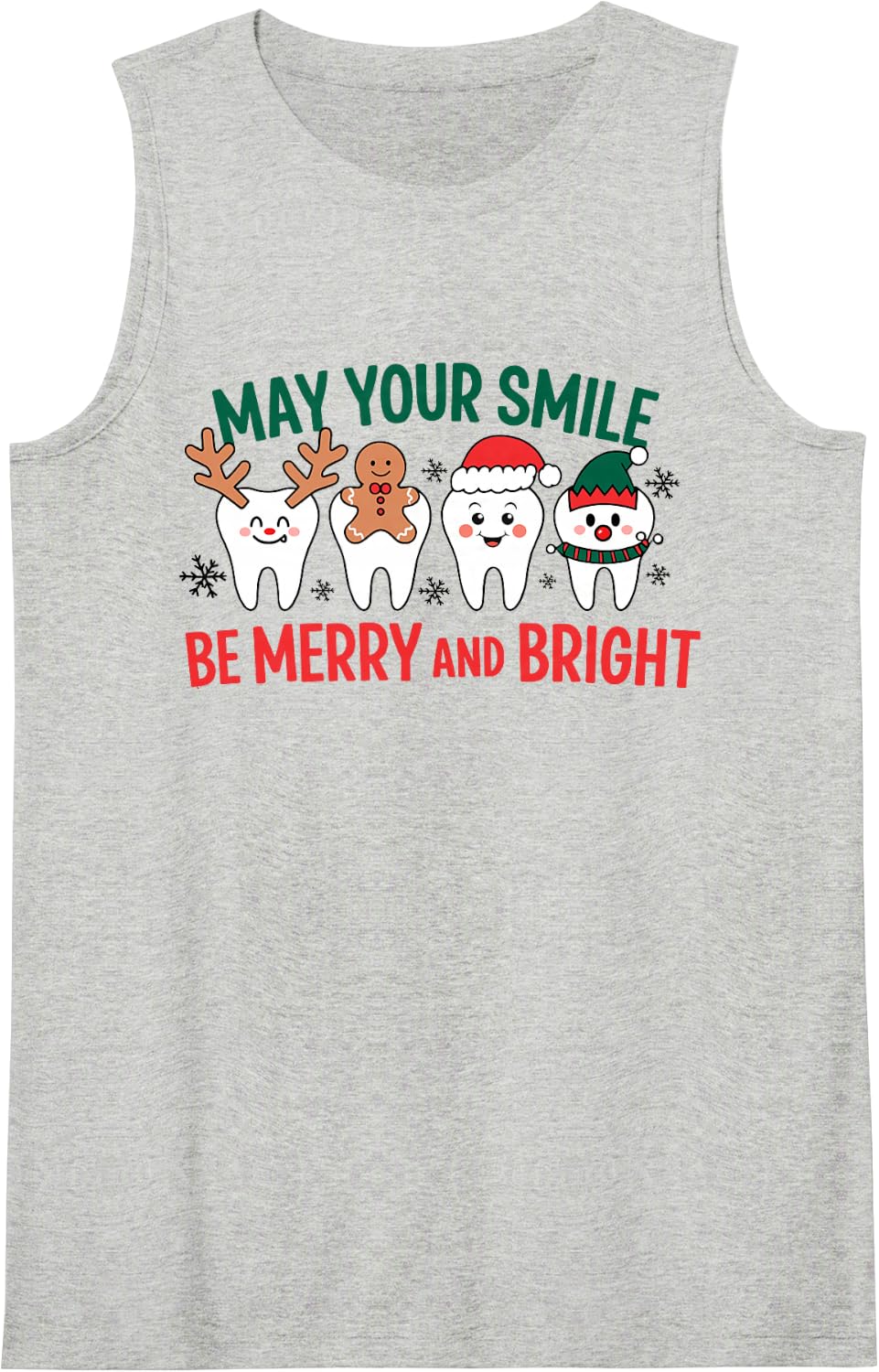 Funny Dentist Christmas All Teeth White Xmas Dental Women Sleeveless Tank Top - Heather Grey