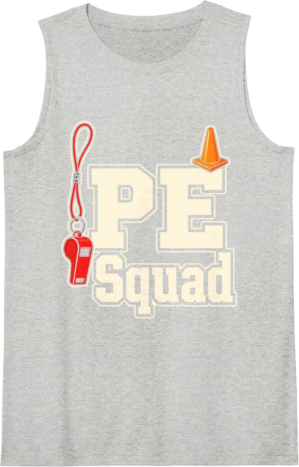 PE Teacher Squad Gym Physical Education Elementary Sleeveless Tank Top - Heather Grey