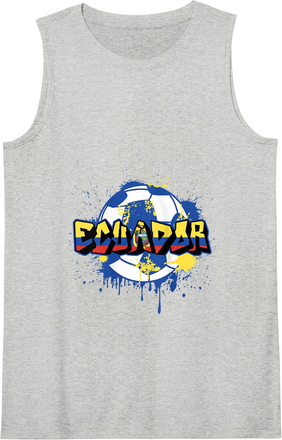 Ecuador Soccer Street Art Splatter Ecuadorian Flag Tank Top - Heather Grey