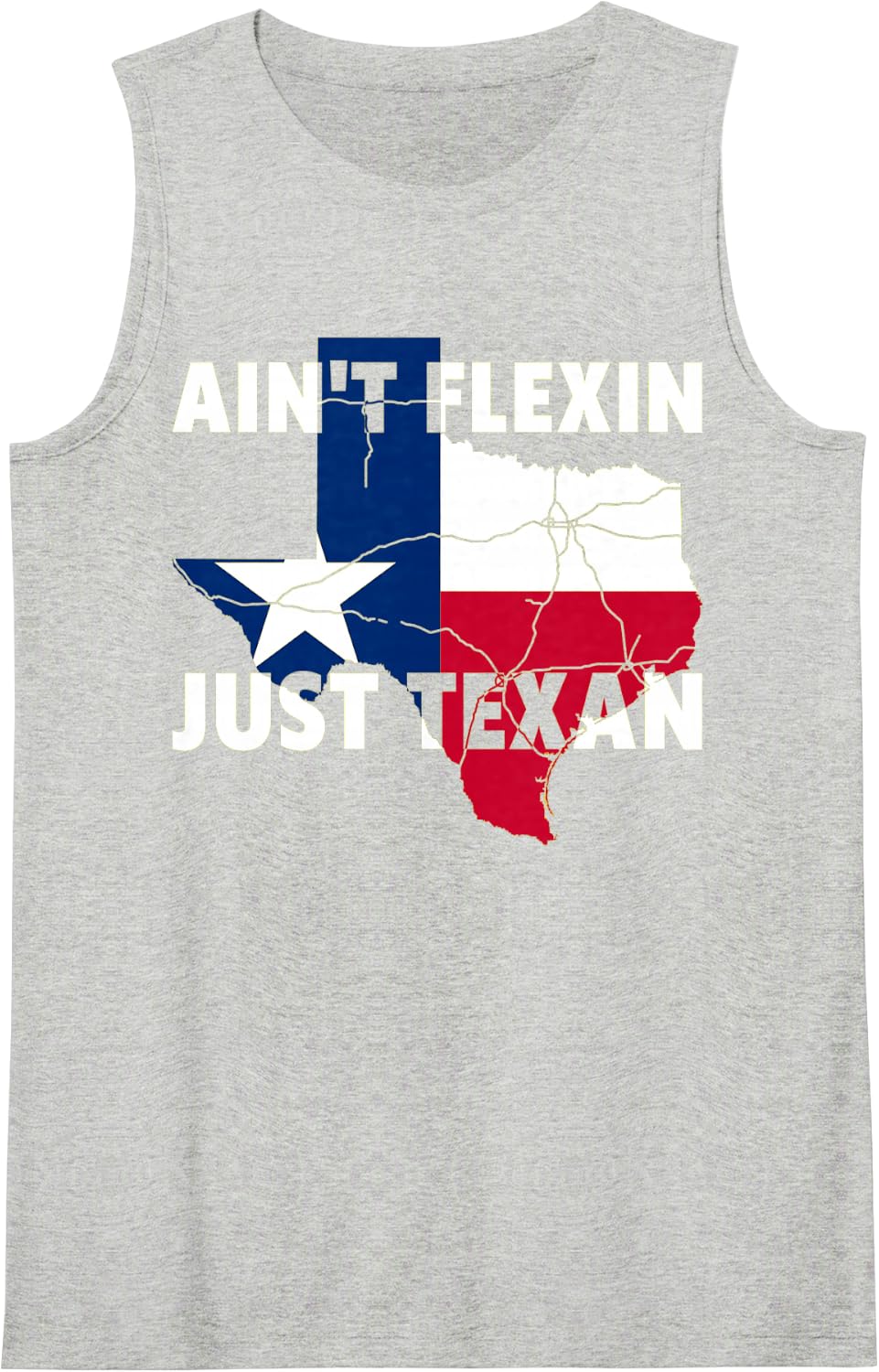 Ain't Flexin Just Texan- Texas State map Flag Boys Girls Kid Sleeveless Tank Top - Heather Grey