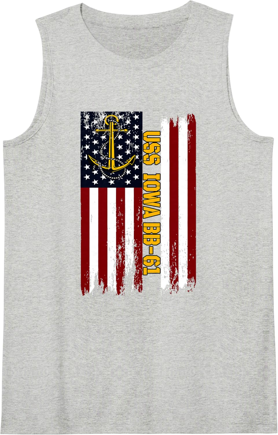 USS Iowa BB-61 Battleship Veterans Day Father Grandpa Sailor Sleeveless Tank Top - Heather Grey