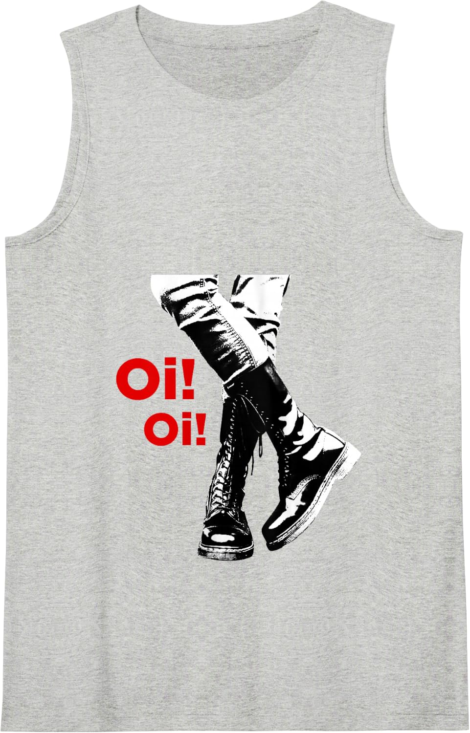"Oi Oi" Skinhead, Ska, Street Punk, Hardcore Punk Tank Top - Heather Grey
