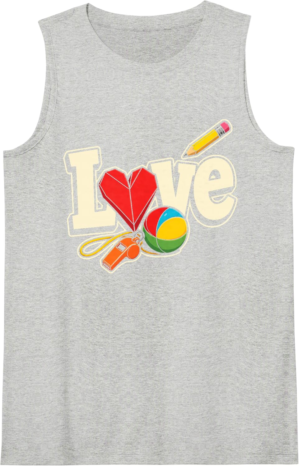 PE Teacher Love Gym Physical Education Elementary Gift Sleeveless Tank Top - Heather Grey