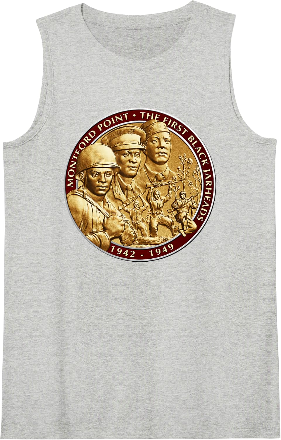Montford Point Jarheads Tribute Black Military Legacy 1942 Sleeveless Tank Top - Heather Grey