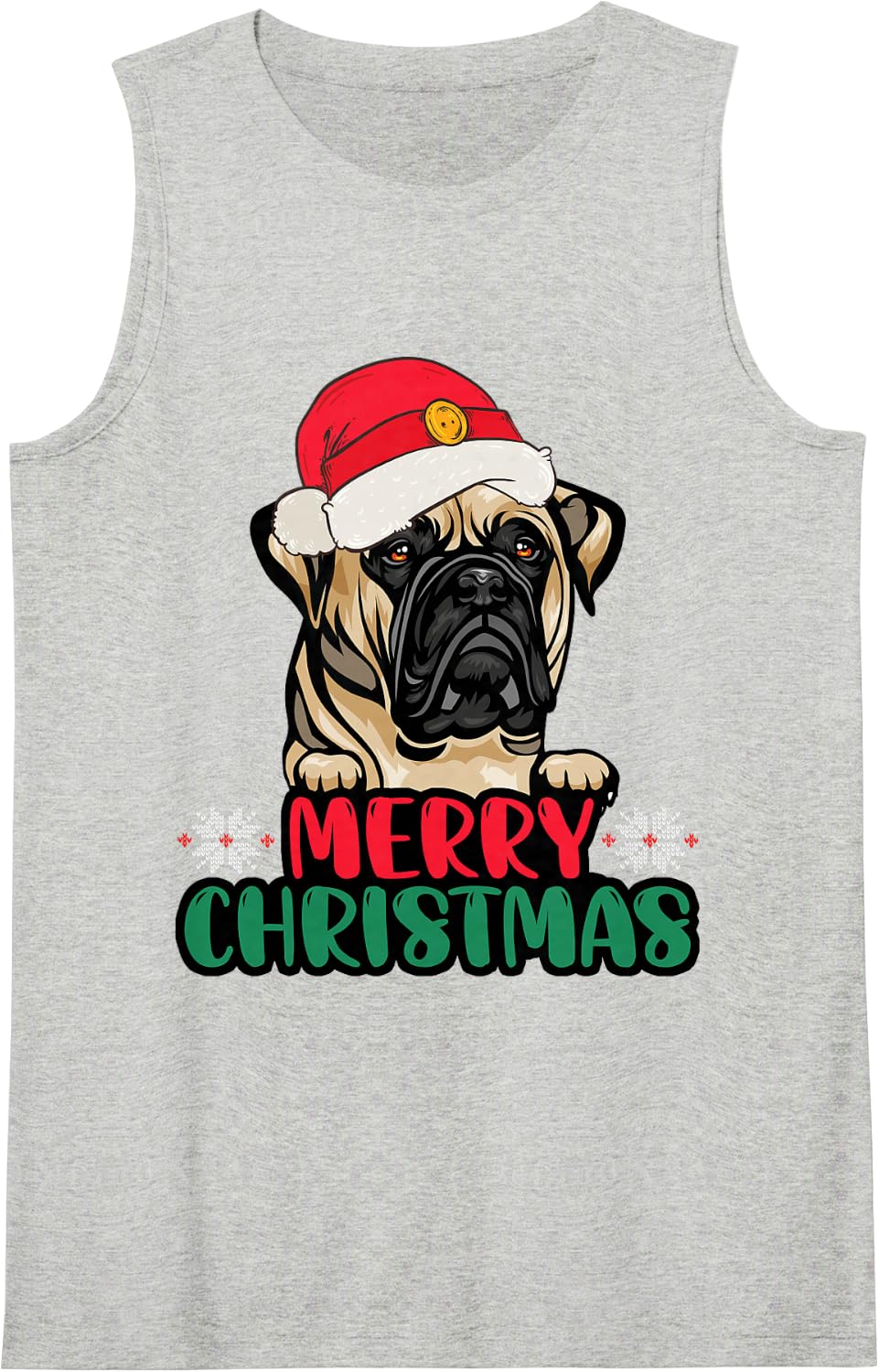 Bull Mastiff Christmas Funny Gift for Dog Lover Owner Sleeveless Tank Top - Heather Grey