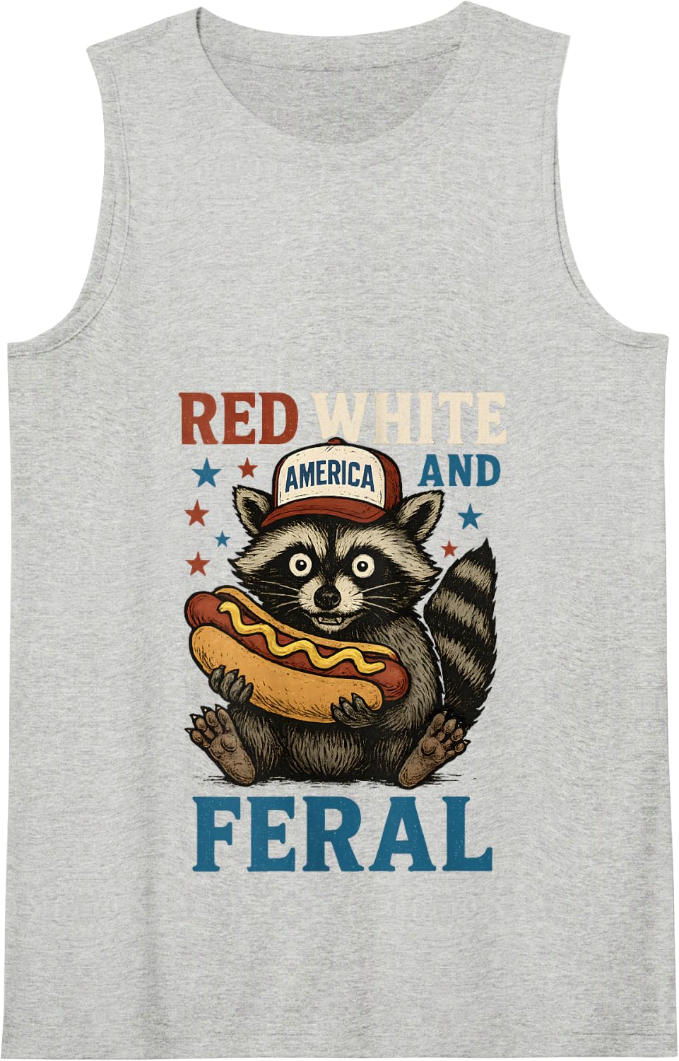 Red White And Feral Tank Top - Heather Grey