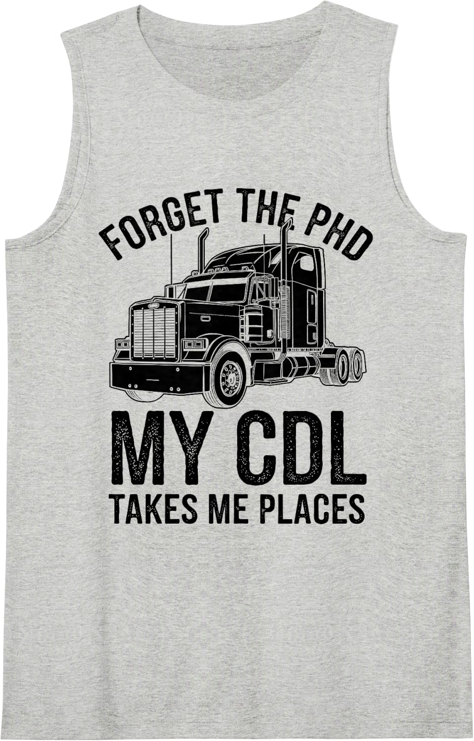 Cool CDL Trucker Art for Men Women Trucking CDL Truck Driver Sleeveless Tank Top - Heather Grey