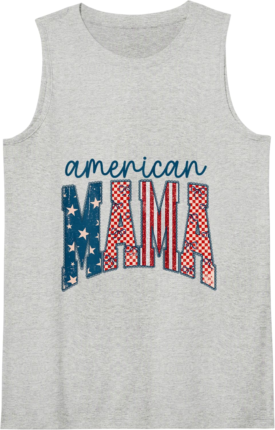 American Mama Patriotic Red White Blue America 4th of July Tank Top - Heather Grey