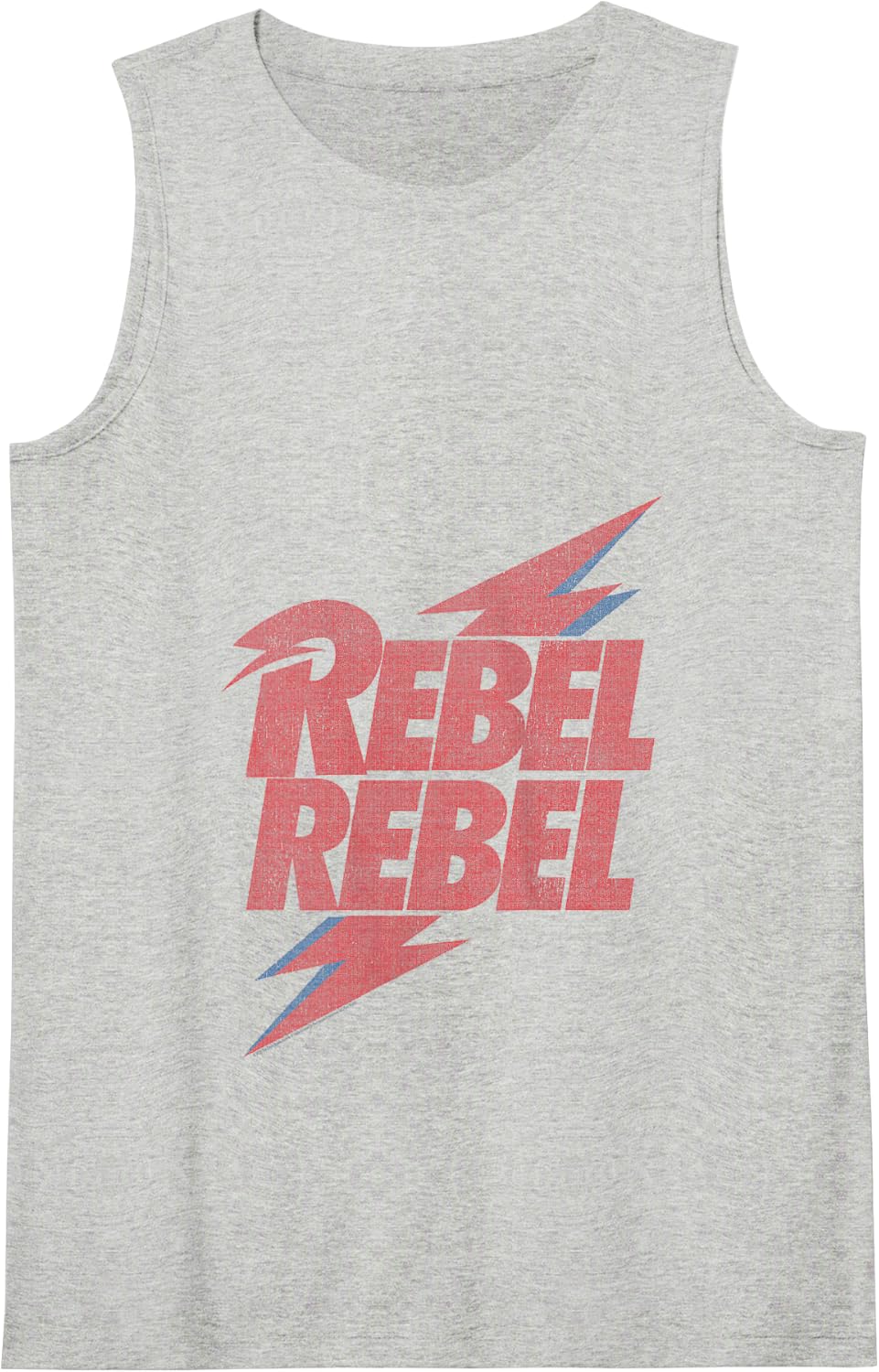 David Bowie - Rebel Rebel Lightning Lyric Tank Top - Heather Grey