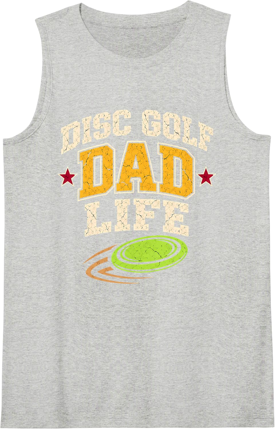 Distressed Disc Golf Dad Life Flying Disc Sleeveless Tank Top - Heather Grey