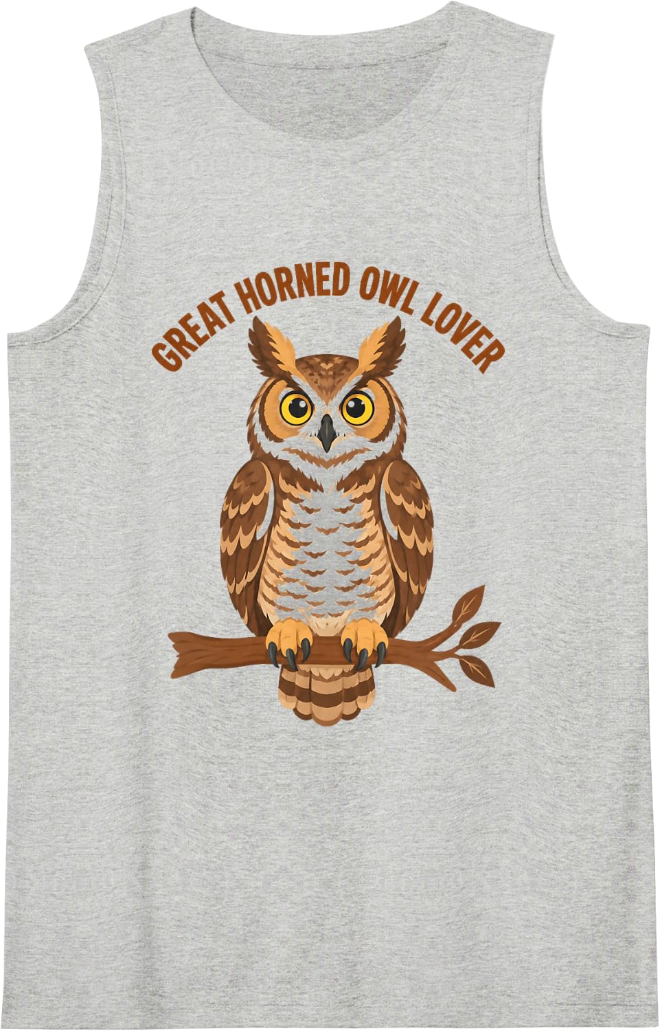 Great Horned Owl Lover Sleeveless Tank Top - Heather Grey